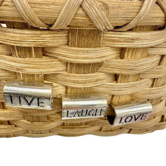 Handmade Basket Live Laugh Love Metal Accents Wood Base and Handle Small Cute - Picture 7 of 16